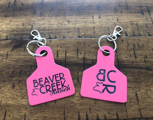 Personalized Cattle Ear Tag Keychain: Custom Logo or Brand