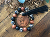 “Heifer Please” Black, Brown and Animal Print Wristlet Keychain