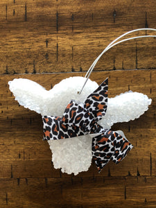 Car Freshie - Cow Head w/ Leopard Bow (Leather Scent)