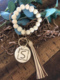Ivory Cheetah Monogram Wristlet Keychain